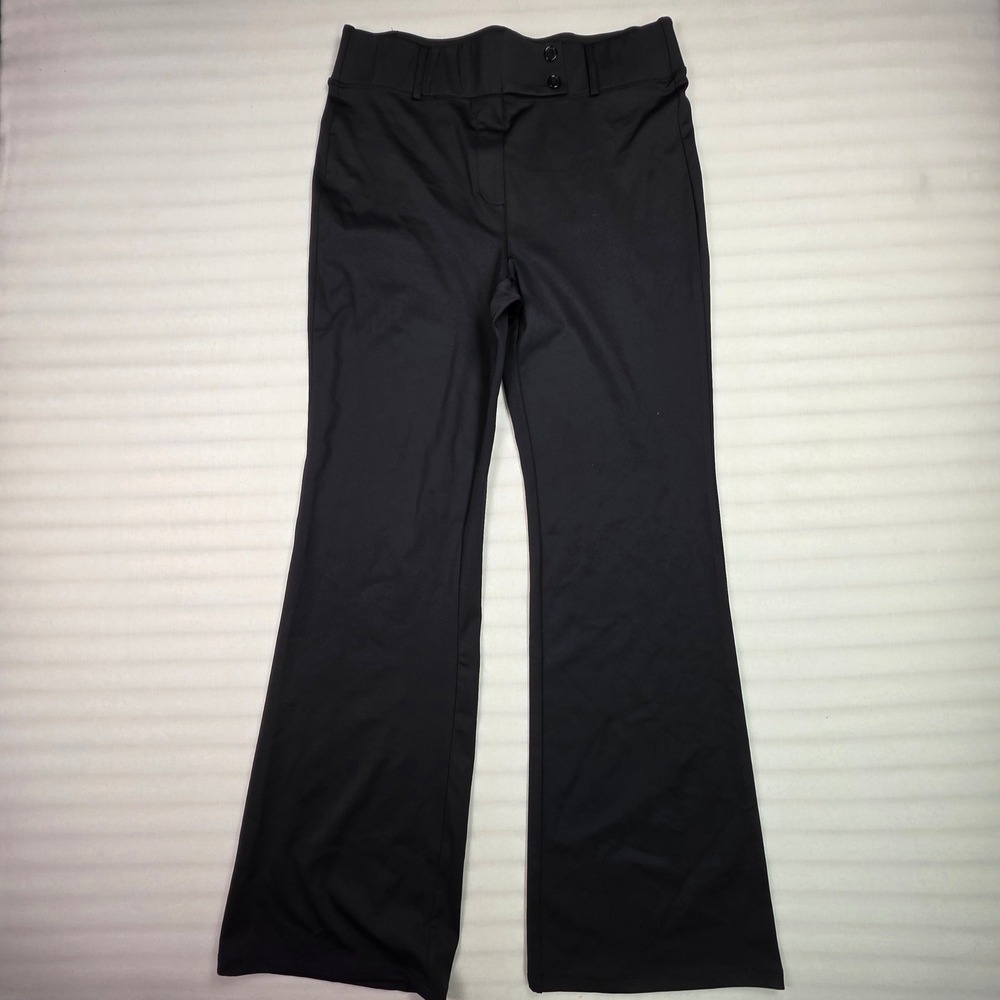 Halara Black High Waisted Flare Work Pants Double Button Regular Size L reg